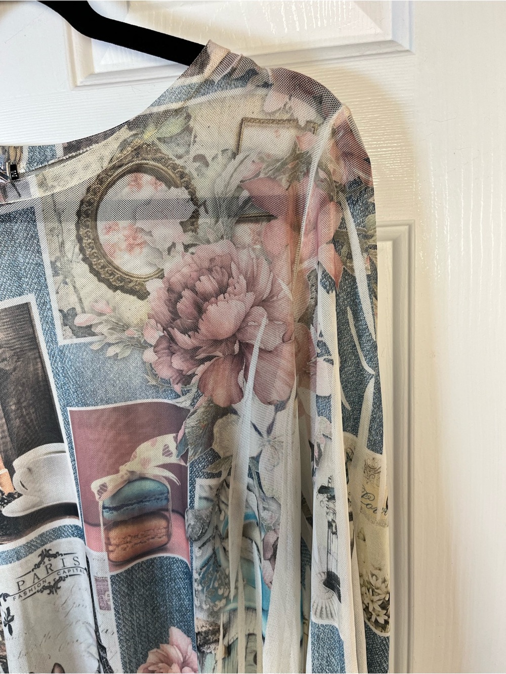 Origami Sheer French Cafe Top - Size Medium | OLS Vintage Style - Picture 5 of 16